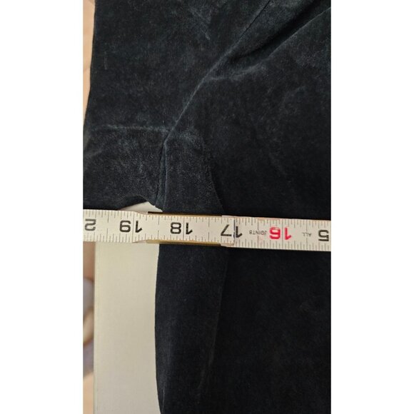 Coldwater Creek Leather Embroidered Blazer Size Medium Black Suede boho button - Picture 7 of 11